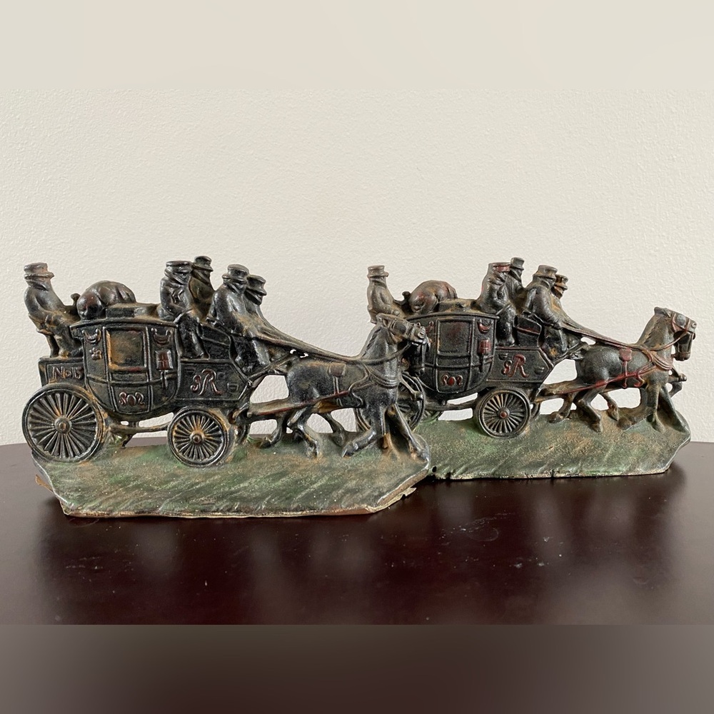 Vintage W.H. Howell Co. Stagecoach Bookends